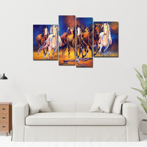 Seven Horses 4 Pieces Premium Canvas Bedroom Wall Painting