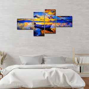 Premium Wall Painting of Sky Sunset and Boat on the Water