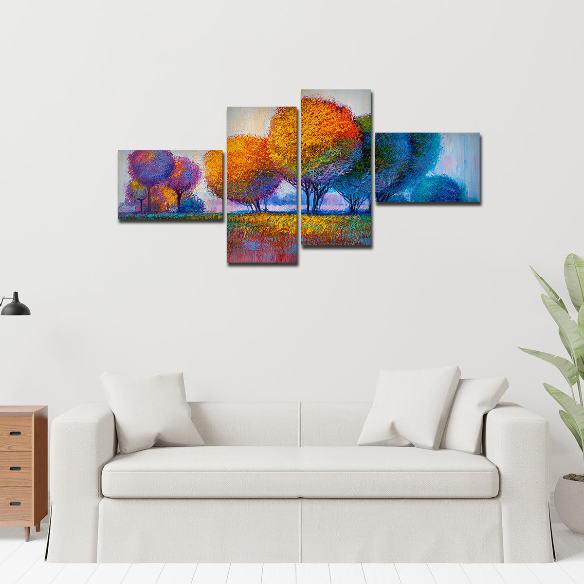 Colorful Trees Premium Canvas Bedroom Wall Painting