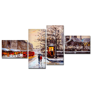 Street View of London 4 Pieces Premium Wall Painting