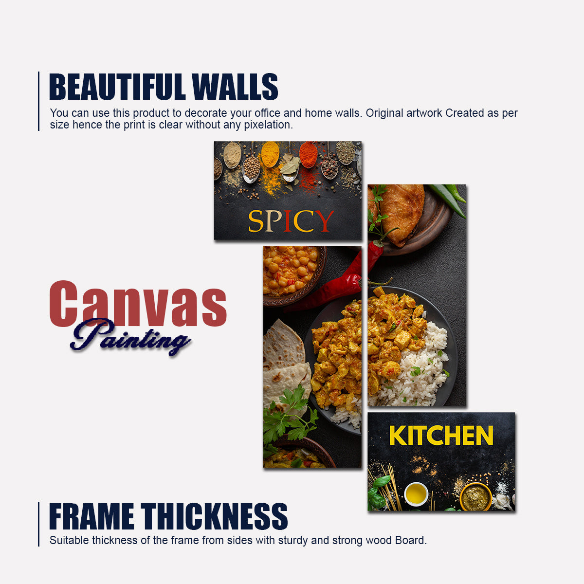 Premium Canvas Wall Painting for Kitchen of 4 Pieces