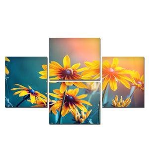 Flowers in A Garden Canvas 4 Pieces Wall Painting