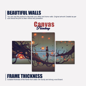 Man Walking in Night Premium Canvas Wall Painting