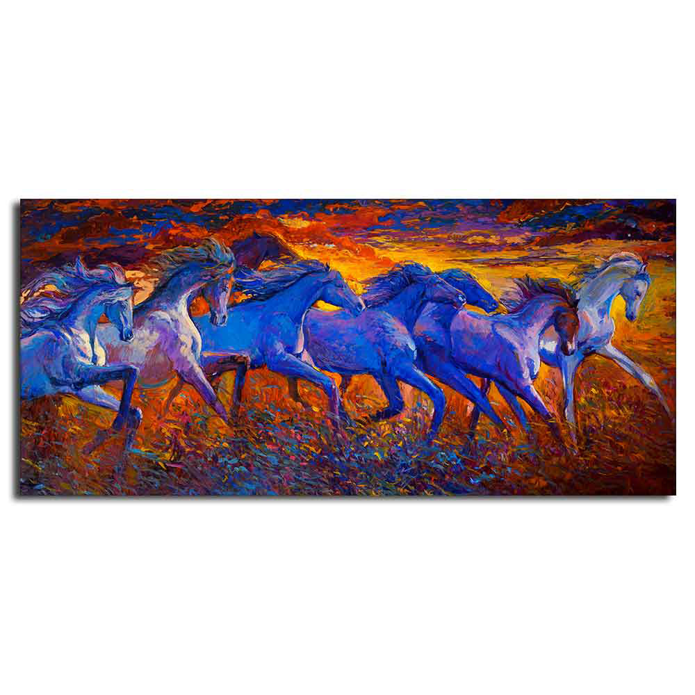 Seven Horse Running in Field Canvas wall Painting