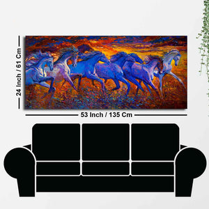 Seven Horse Running in Field Canvas wall Painting