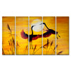 Beautiful Pair of Cranes Flying 5 Pieces of Premium Wall Painting