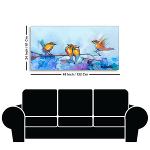 Beautiful Canary Birds on Branch Premium Canvas Wall Painting