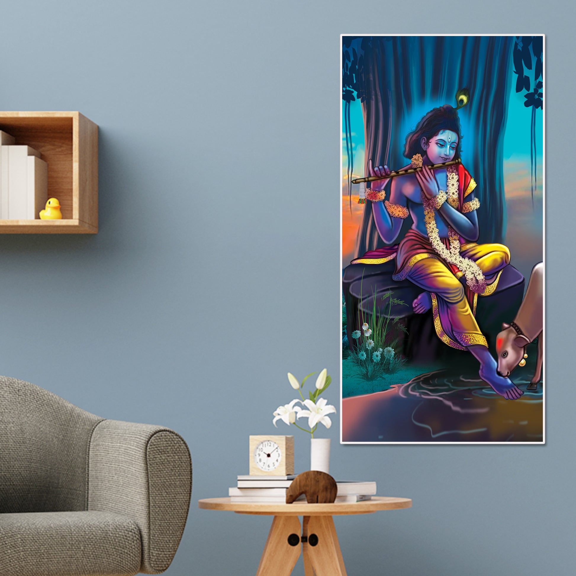 Lord Krishna With Flute Canvas Wall Painting