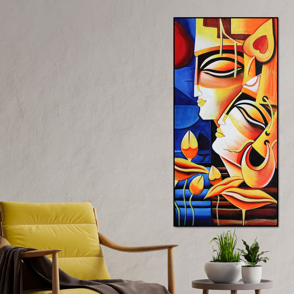 Abstract Art Radha Krishna Canvas Wall Painting