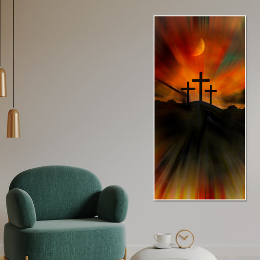 Silhouette of Cross Canvas Wall Painting