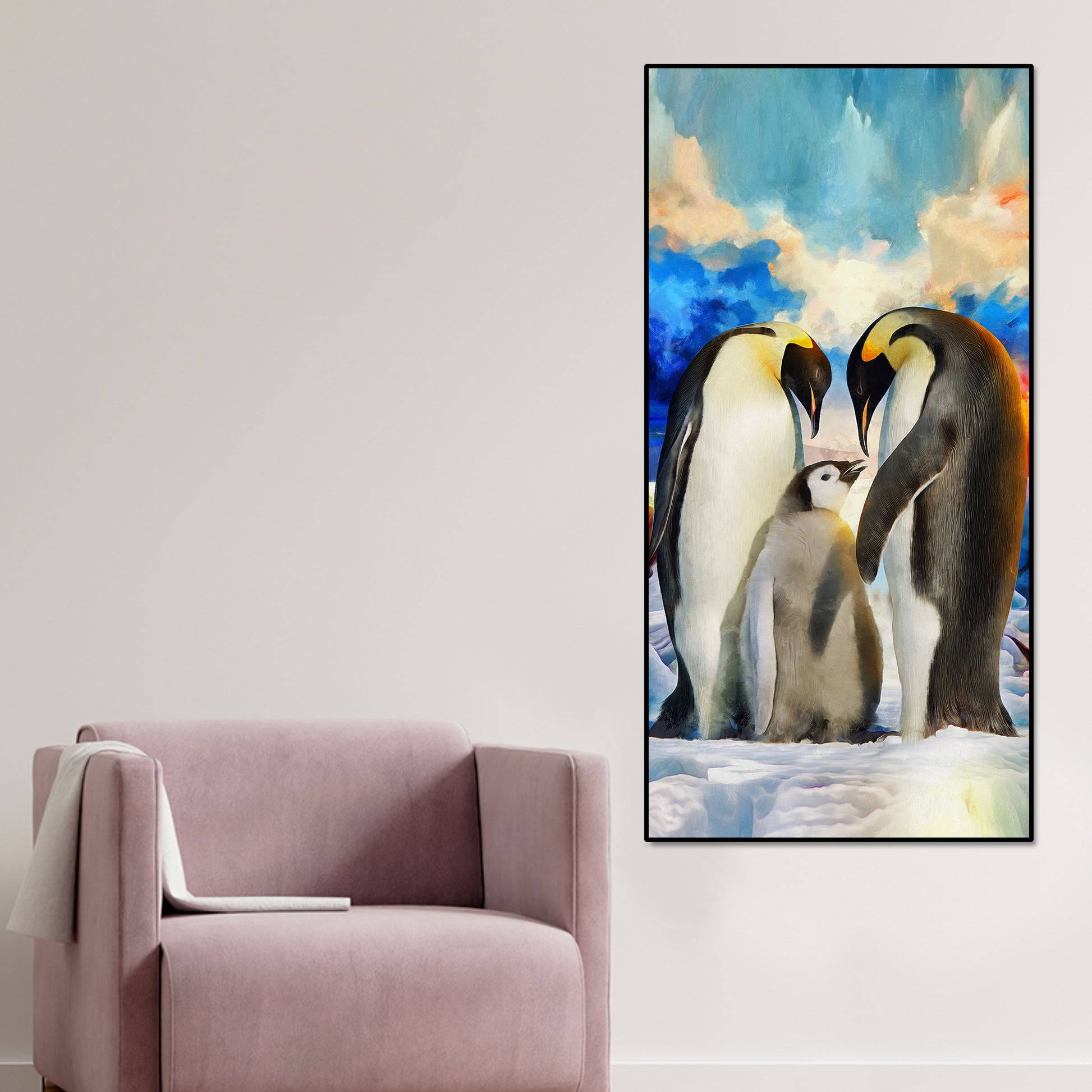 Penguins Family Canvas Wall Painting