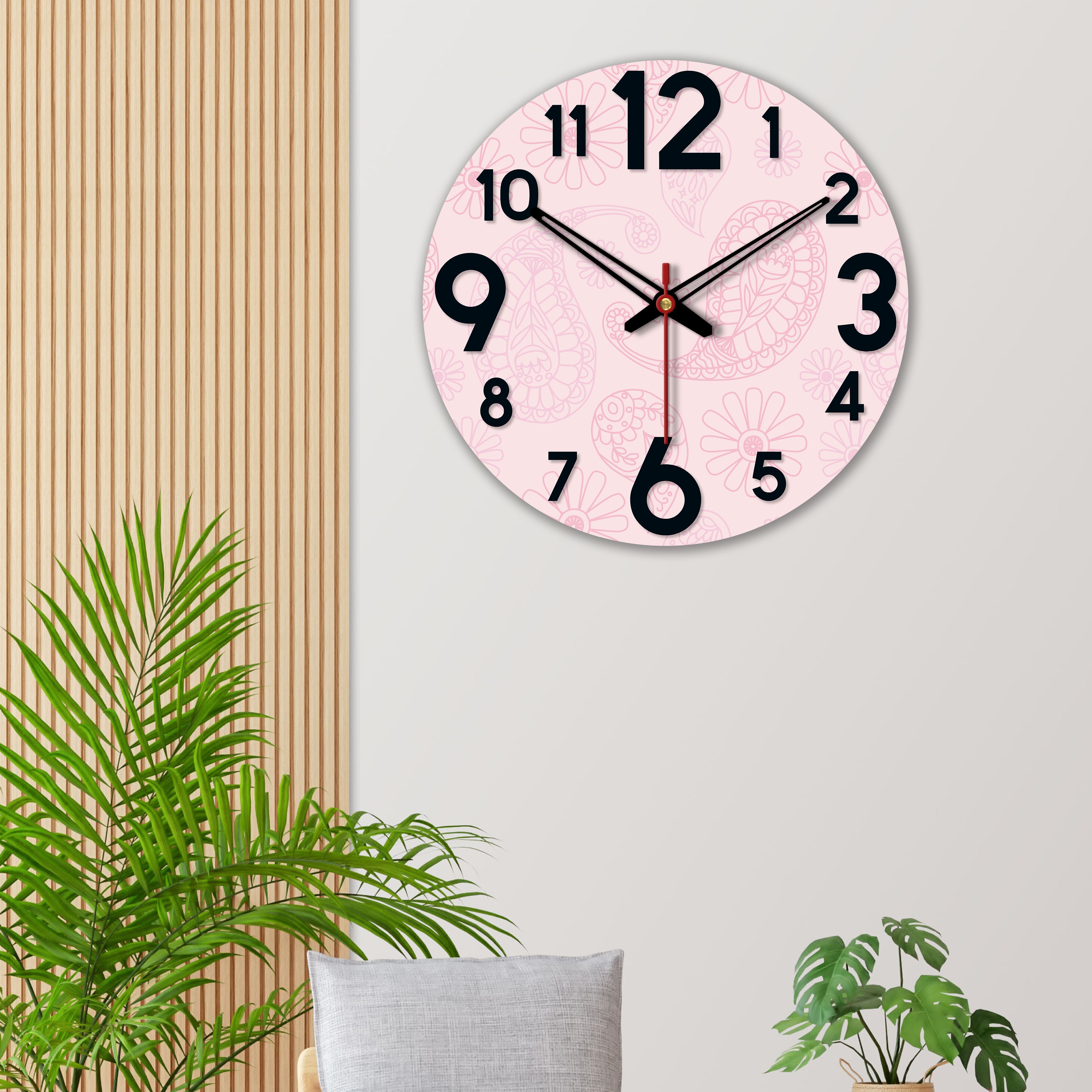 Paisley Pattern Wooden Wall Clock – Homcraft
