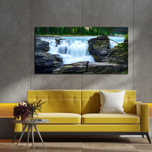 Panoramic Canvas Wall Painting of Amazing Waterfall View