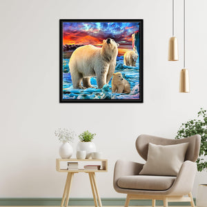 Polar Bear Glacier Wall Painting Floating Frame