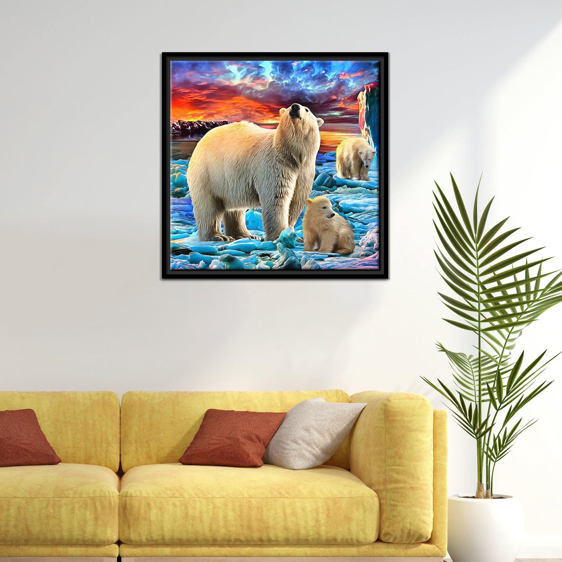 Polar Bear Glacier Wall Painting Floating Frame