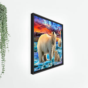 Polar Bear Glacier Wall Painting Floating Frame