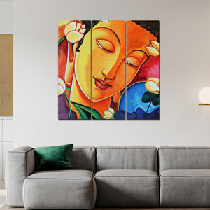 Portrait of Lord Buddha Wall Painting Three Pieces