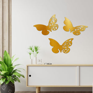 Premium Wooden Wall Hanging of Beautiful Golden Butterflies