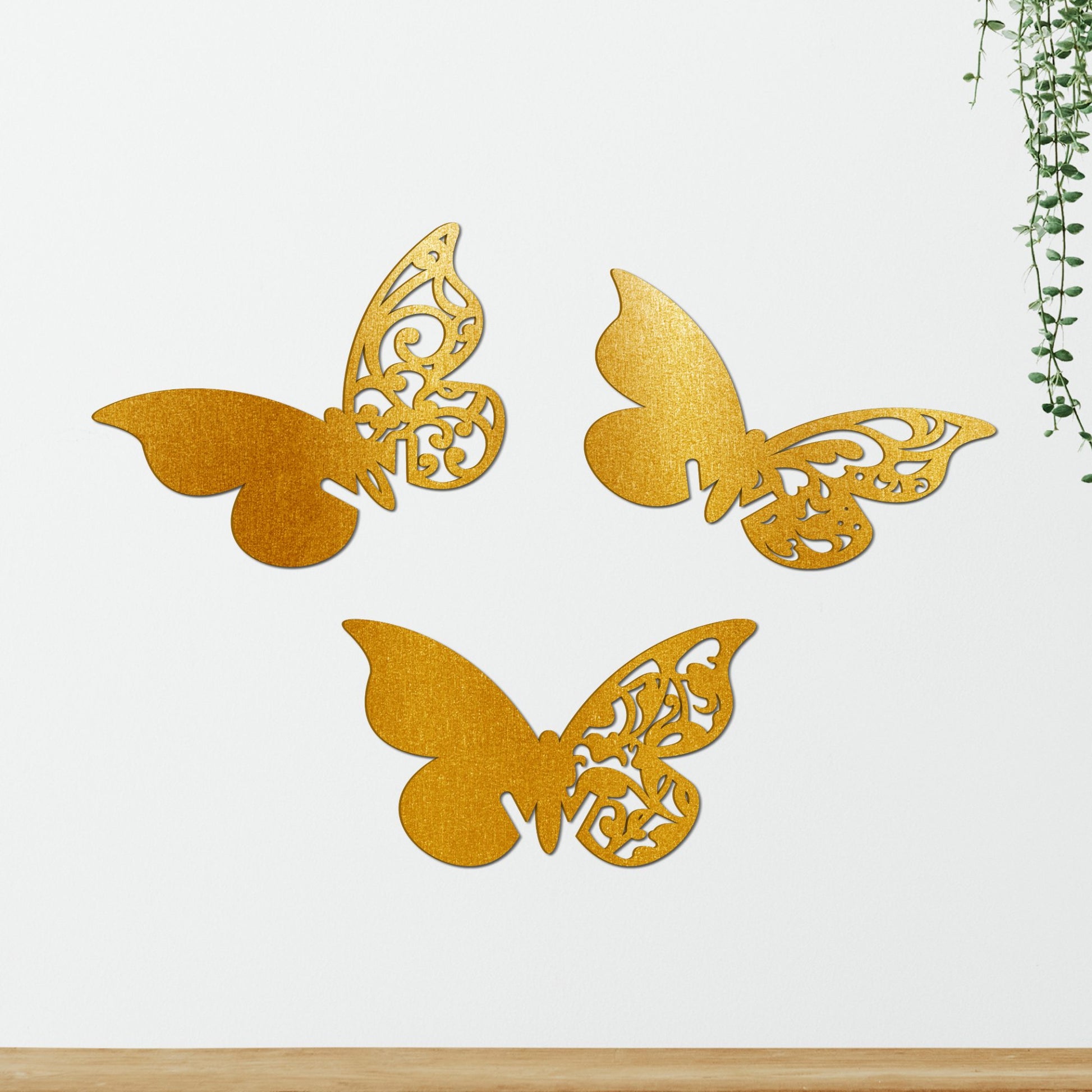 Premium Wooden Wall Hanging of Beautiful Golden Butterflies