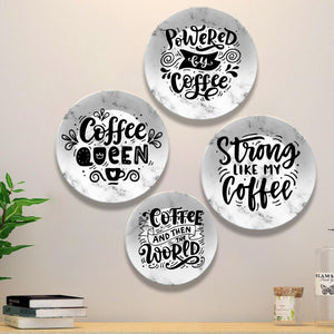 Quotes on Coffee Ceramic Wall Plates Painting Set of Four