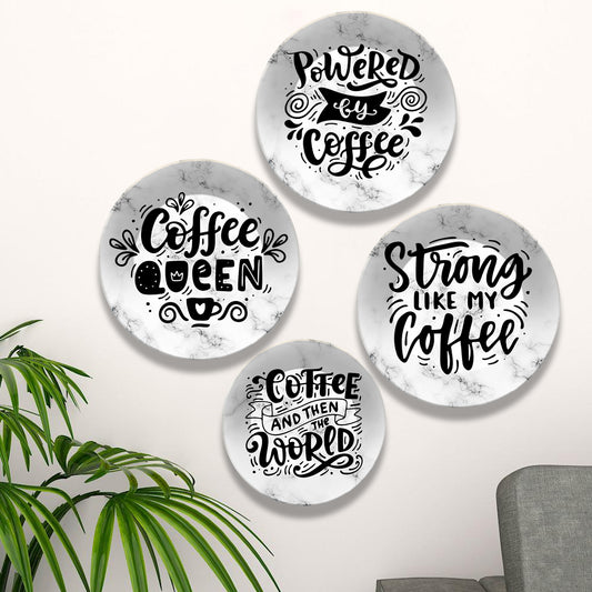 Quotes on Coffee Ceramic Wall Plates Painting Set of Four