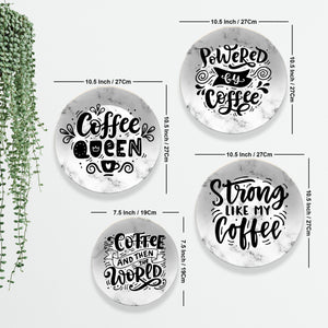 Quotes on Coffee Ceramic Wall Plates Painting Set of Four