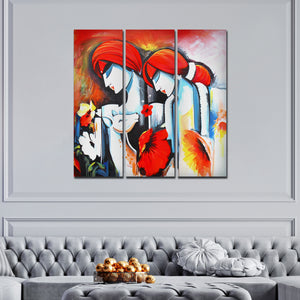 Radha Krishna Painting Wall Canvas Modern Art 3 Panels