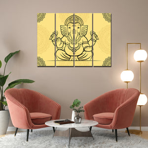 Religious Shree Ganesh Wall Painting Set of 4