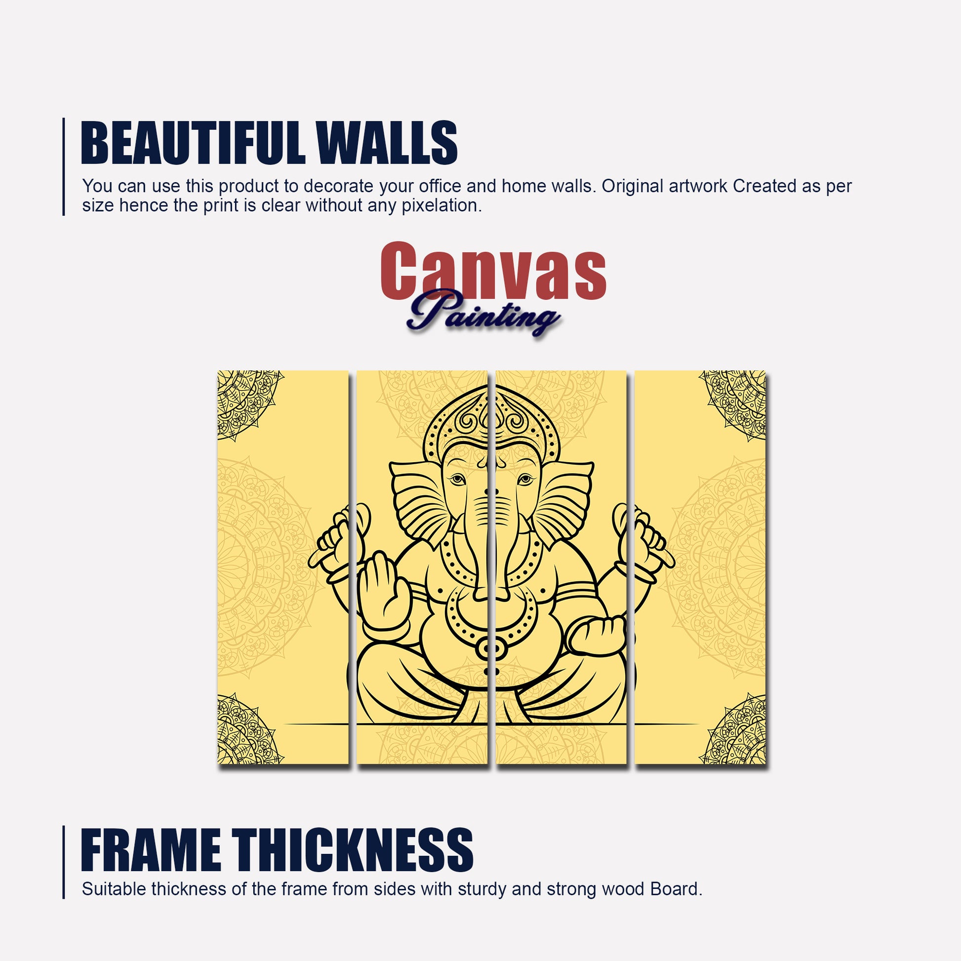 Religious Shree Ganesh Wall Painting Set of 4