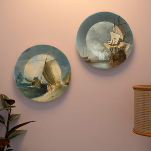 Sailing Ships Ceramic Wall Hanging Plates of Two Pieces