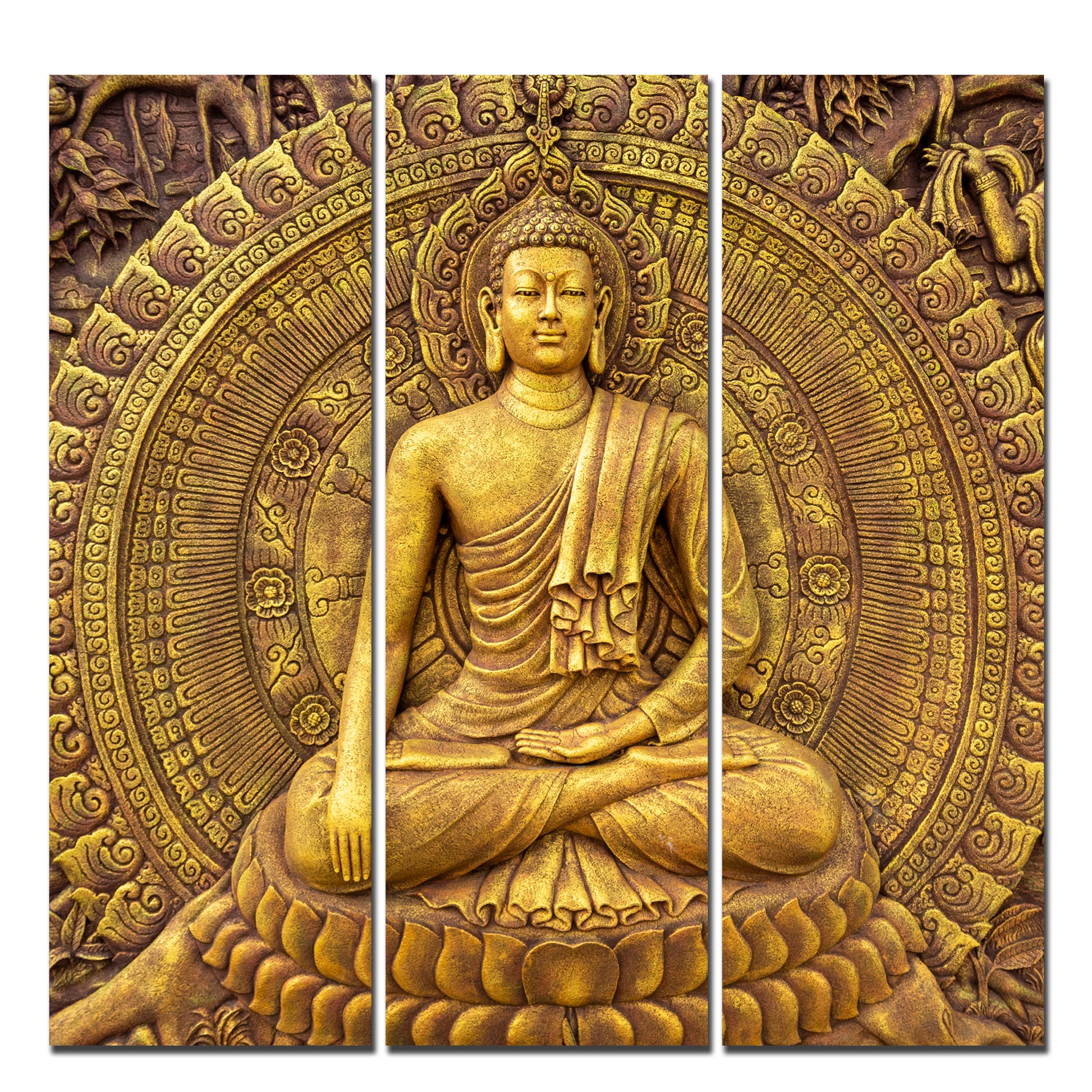 Spiritual God Buddha Wall Painting Three Pieces