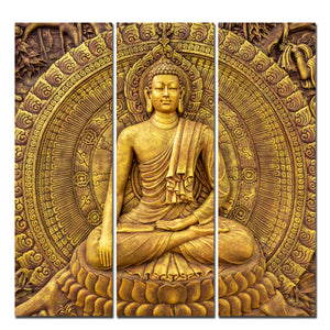 Spiritual God Buddha Wall Painting Three Pieces