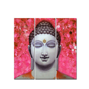 Spiritual Lord Gautam Buddha Wall Painting Three Pieces