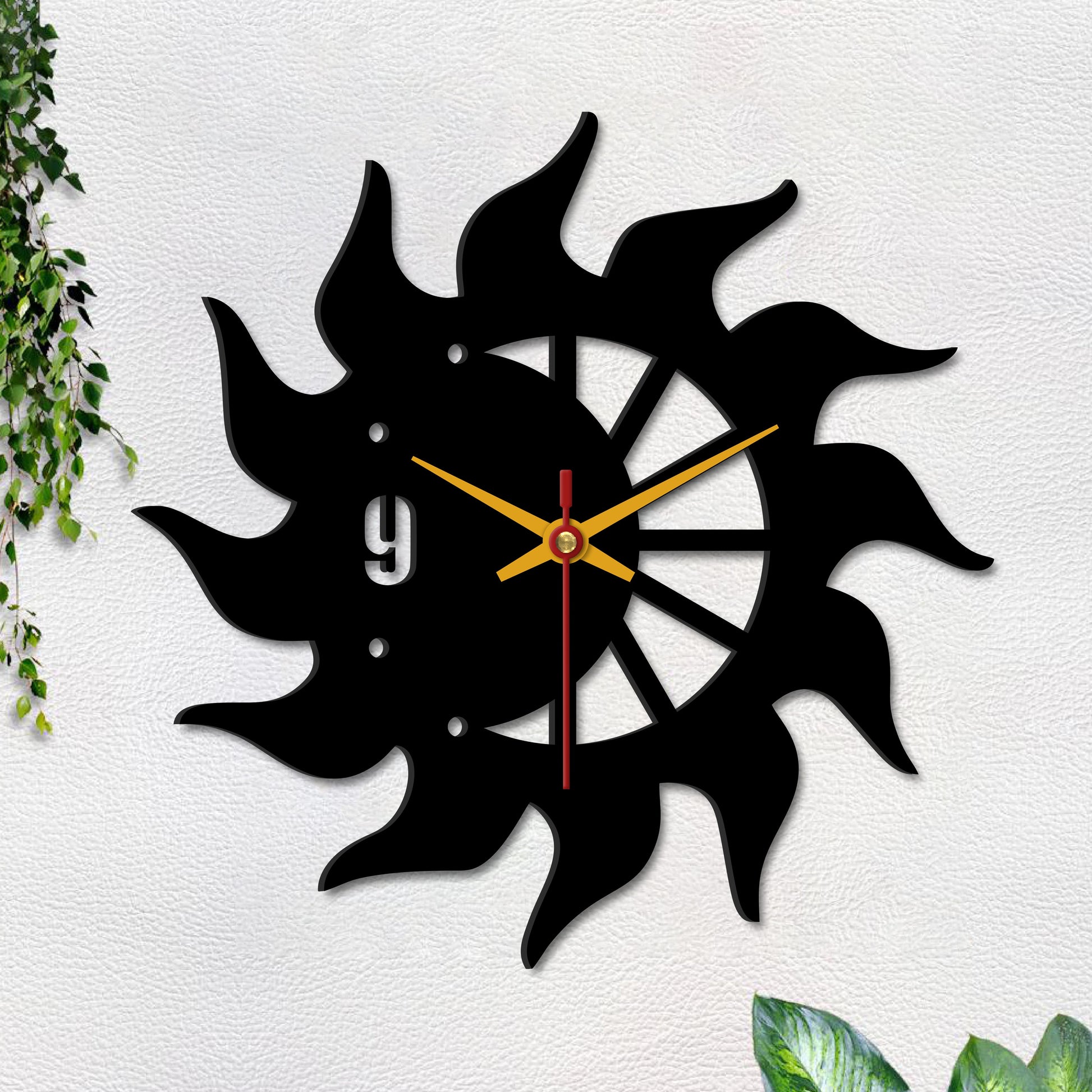 wall clock wooden frame