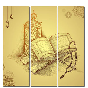 Islamic Holy Book Quran Wall Painting Set of 3