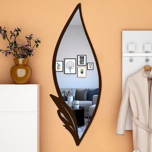 Slender Big Leafs Vanity Mirror with Metallic Brown Finish Frame