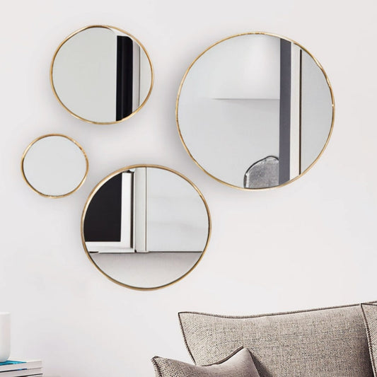 Modern Golden Abstract Round Shaped Wall Mirror