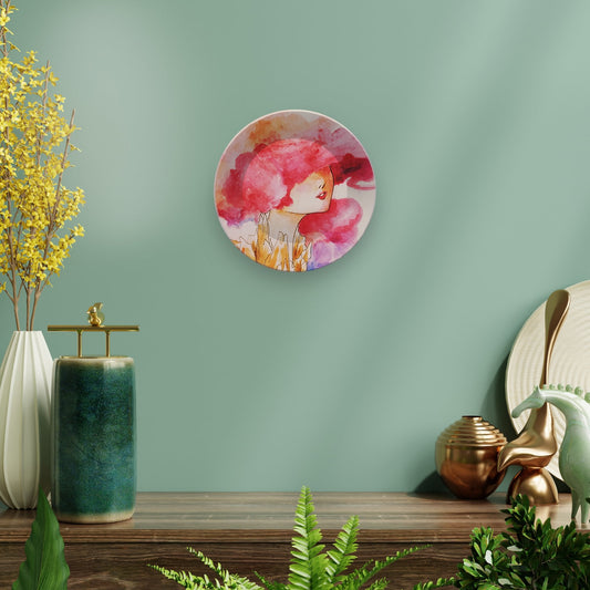 Ceramic Hanging Wall Plate Painting of Face in Colorful textures