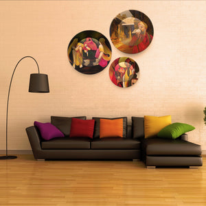 Premium 3 Pieces Ceramic Wall Plates Painting of Indian Culture and Modern Art