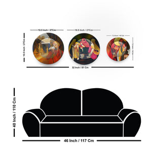 Premium 3 Pieces Ceramic Wall Plates Painting of Indian Culture and Modern Art