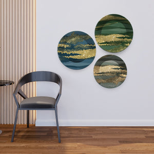 Wall Plates Painting of Beautiful Golden Landscape Set of Three