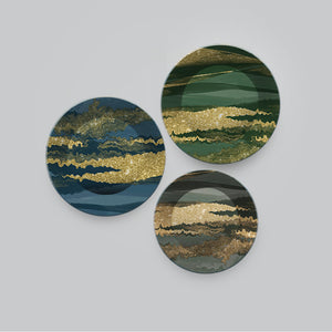 Wall Plates Painting of Beautiful Golden Landscape Set of Three