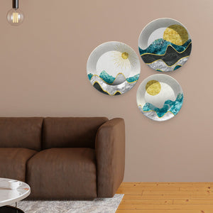 Premium Mountain Landscape Scenery Painting Wall Plates Set of 3