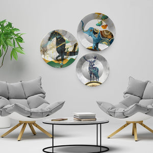 Modern Decorative Animals Art Wall Plates Set of 3