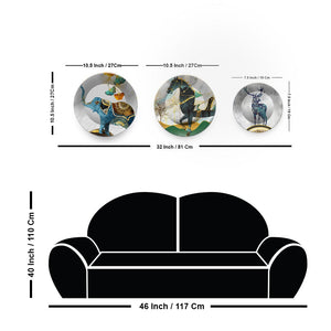 Modern Decorative Animals Art Wall Plates Set of 3