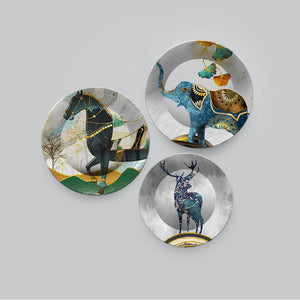 Modern Decorative Animals Art Wall Plates Set of 3