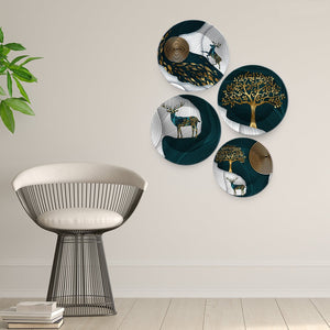 Modern Golden Tree Art Painting Set of Four