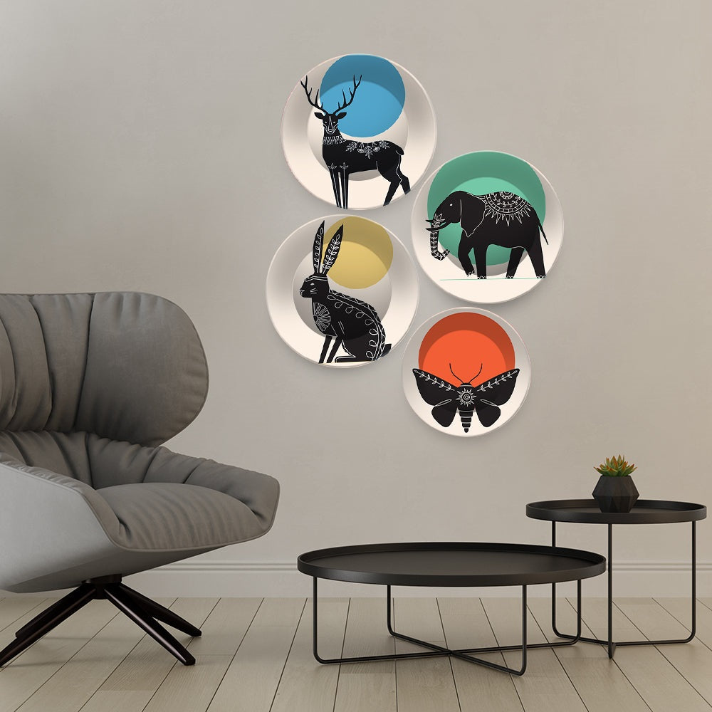 Modern Animals Art Wall Plates Set of 4