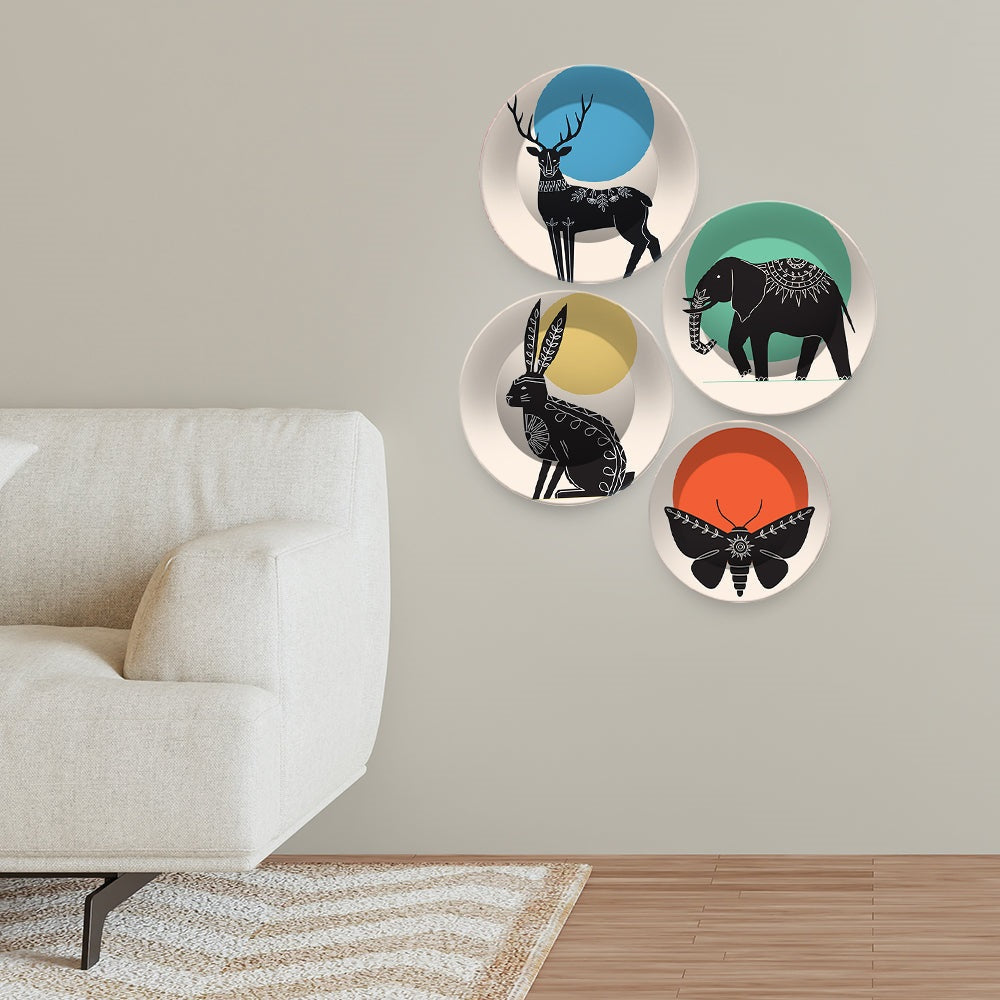 Modern Animals Art Wall Plates Set of 4