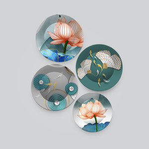 Modern Creative Lotus Art Wall Plates Set of 4